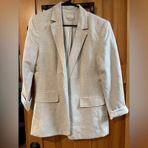 LOFT Cream linen Blazer with Structured Shoulders